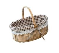 Cabilock Panier Osier Pour Pique- Avec Intérieur Lin à Carreaux Bac De Rangement Pour Fruits Pain Collation Conteneur Organisation Pour Maison Et Extérieur