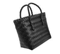 Cabilock Panier Tressé en Paille Noir Artisanal, Cabas à Main pour Femme, Paquet De Plage Femme Tissé Main, Panier D'achat Polyvalent pour Courses, Loisirs Et Organisation Intérieure