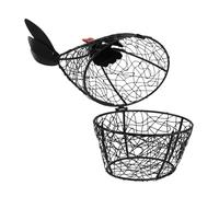 Cabilock Panier Œuf Fil Métallique Forme de Poule Panier de Rangement Cuisine Multifonction Grand Capacité pour Œufs et Condiments Support Décoratif Noir pour Comptoir