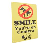 Cabilock Panneau Avertissement pour Jardin Extérieur Résistant aux Intempéries Jaune Chien Interdit Uriner en Fer Signal Caméra Souriez vous Êtes Filmé