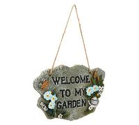 Cabilock Panneau De Bienvenue Suspendu En Résine 17x12 Cm, Plaque De Porte Décorative Oiseau, Décoration Jardin Vintage, Pour Porte D’entrée Et Terrasse, à Suspendre Murale Compacte