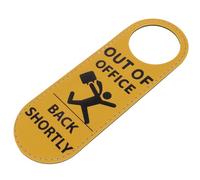 Cabilock Panneau de Porte Double Face Noir et Jaune Sortie du Bureau à Accrocher à la Poignée Étiquette de Porte de Bureau Visible des Deux Côtés Support Robuste Hôtel ou Hôpital