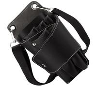 Cabilock Paquet Bandoulière en Cuir Noir pour Ciseaux de Coiffure, Pochette Professionnelle Multifonction, Paquet à Outils Coiffeur Portable pour Salon, Rangement Sécurisé pour Ciseaux