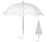 Cabilock Parasol Vintage en Dentelle Blanche, Accessoire Photo Mariage | Armature Acier Renforcée, Poignée Courbe Plastique, Motif Floral Raffiné, Léger 110g, pour Costumes et Scènes