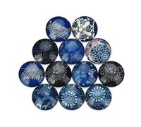 Cabilock Patch Facile à Coller Matériel pour Bijoux Diy 20pcs en Verre Rond à Motif Tissu National Bleu Couleur Aléatoire pour Décorations et Créations Artisanales