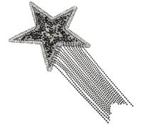 Cabilock Patch Thermocollant Étoile Noire avec Perles pour Vêtements et Chapeaux, Écusson à en Résine et Adhésif, pour Atelier de Couture