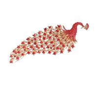 Cabilock Peigne à Cheveux de Mariée en Alliage de Zinc Doré Strass Rouges, Forme Couronne de Paon, Accessoire Élégant pour Mariage et Cérémonie, Bijou Cheveux Féminin Raffiné