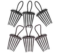 Cabilock Peignes à Cheveux Volumateurs 6 Pièces Taille Moyenne en Plastique Robuste Noir et Café avec Élastique Latéral pour Femmes Cheveux Épais Queue de Cheval Coiffure Quotidienne
