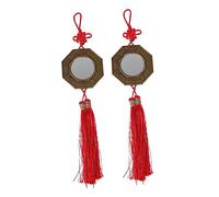 Cabilock Pendentif Miroir Alliage Bagua Carré 7 Cm Lot de 2 Décoration Feng Shui Artisanale Taoïste pour Maison Salon Chambre Accès Bénédiction