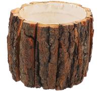 Cabilock Petit Pot de Fleurs en Bois Tronc d'arbre Rustique : Cache-Pot Aspect Bois Tronc bougeoir Mini Pot de Fleurs Cactus Plantes succulentes Pot jardinière Balcon Jardin