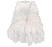 Cabilock Petite Robe de Mariage Blanche Élégante, Style Vintage Romantique | Polyester Doux, Nœud Décoratif, pour Yorkshire et Caniche Nain, 1,5 à 2kg