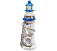 Cabilock Phare MéDiterranéEn en RéSine - DéCoration De Jardin Ornement Marin pour Salon Et Bureau Taille 13.5X5Cm IdéAl pour ThèMes Nautiques