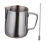 Cabilock Pichet à Lait En Acier Inoxydable 350 Ml Avec Graduation Intérieure Et Stylo à Latte Art, Mousseur De Lait Pour Café, Accessoires Barista, Pour Usage Domestique Et Professionnel, Set 2 Pièces