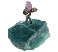 Cabilock Pierre Décorative en Cristal Vert, Figurine Minière pour Table | Base Stable, Forme Irrégulière Élégante, Ambiance Apaisante, pour Étagère, Bureau, Café, Spa
