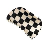 Cabilock Pince à Cheveux Femme Acétate Mi-large Noir et Blanc Motif Carreau Pince Crabe Résistante pour Coiffure Maintien Sûr Cheveux pour Usage Quotidien