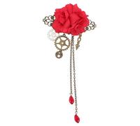 Cabilock Pince à Cheveux Gothique Steampunk Rose Mécanique Forme de Roue Dentée Accessoire Cosplay Élégant pour Femmes Barrette Fleurie Résistante et Facile à Porter