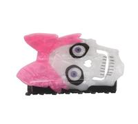 Cabilock Pince à Cheveux Griffe en Acétate Forme Tête de Mort avec Nœud Rose, Accessoire pour Cheveux Style Punk, pour Chignon Épais Décoiffé et Déguisement Halloween Femme