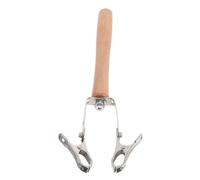 Cabilock Pince à Moxibustion Manuelle avec Double Clip en Métal et Manche en Bois, Support Portatif Résistant la Chaleur pour Thérapie à Domicile Précise