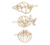 Cabilock Pinces à Cheveux Épingles à Cheveux Uniques Lot de 3 Design Coquillage Élégant en Alliage Or pour Filles, Accessoires pour Mariage et Fête