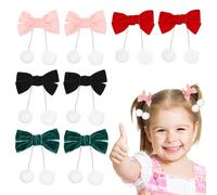 Cabilock Pinces à Cheveux Velours Nœuds et Pompons 4 Paires Multicolores pour Filles Petites et Tout-petits Accessoires Noël