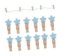 Cabilock Pinces en Bois Étoiles 3,5 Cm Bleu Lot de 100 Clips Photo Décoratifs en Bois Naturels pour Scrapbooking DIY, Décorations Fêtes Et Supports Notes