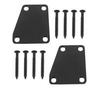 Cabilock Plaque de Renfort Métallique Noire pour Manche de Guitare Électrique à 4 Trous avec Vis de Fixation, Lot de 2 Pièces Compatibles pour Réparation et Entretien D’instruments