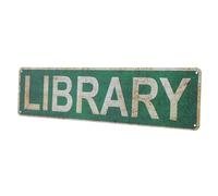 Cabilock Plaque Murale Bibliothèque Vintage En Étain, Panneau Décoratif Taille, Art Mural Lecture Étanche, Pour Intérieur Et Extérieur, Décor Rustique Pour Maison Et Salle De Lecture