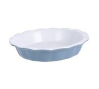 Cabilock Plat à Céramique Antiadhésif Moule Profond avec Bord Ondulé pour Cuisson de Pommes et Citrouilles Au Four et Lave-vaisselle Couleur Blanc Intérieur Bleu Extérieur
