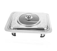 Cabilock Plateau Buffet Rectangulaire Inox avec Couvercle Bac Cantine Léger pour Service Repas Support Alimentaire pour Buffet et Fête