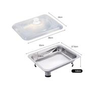 Cabilock Plateau Carré en Acier Inoxydable pour Buffet Réchaud de Table à 4 Pieds Porte-Aliments Solide pour Self-Service la Cuisine Professionnelle et Restauration Usage Polyvalent