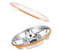 Cabilock Plateau de Service en Acier Inoxydable Argenté avec Couvercle, 6 Compartiments pour Fruits et Légumes, Conserve la Fraîcheur des Aliments, pour Fêtes et Apéritifs Réutilisable