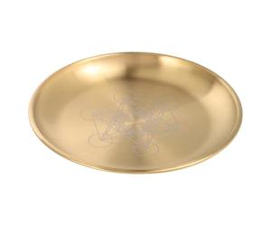 Cabilock Plateau Décoratif Élégant et Design Distinctif Pentagramme en Acier Inoxydable Doré 14cm Porte-Bougie Pilier pour Autel et Contemplation