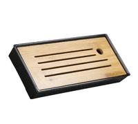 Cabilock Plateau Égouttoir à Thé Japonerie en Bambou Noir pour Service | Format Rectangulaire, Usage en Restaurant ou Fête, Rangement de Vaisselle et Desserts, Style Japonerie