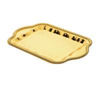 Cabilock Plateau Rectangulaire Métal Vintage Gravé Floral pour Desserts et Thé Plateau Décoratif Plaqué Doré Multifonction pour Anniversaires et Mariages Accessoire Photo Élégant et Reflet