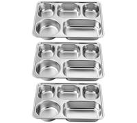 Cabilock Plateau Repas Inoxydable Divisé 3 Pièces Assiette Divisée Assiettes Compartimentées pour Adultes Restauration Rapide Cafétéria Maison