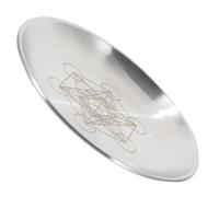 Cabilock Plateau Rituel Acier Inoxydable Pentagramme Rond pour Bougies Plateau de Rangement Cérémonial Décoratif pour Table d'Offrandes