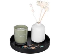 Cabilock Plateau Rond Métal Noir Plateau de Rangement Décoratif Robuste Polyvalent pour Organisation et Présentation