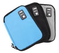 Cabilock Pochette de Rangement pour Câble Numérique 3pcs en Nylon Double Fermeture Éclair et Poches Filet Élastiques, Pratique pour Chargeurs et Écouteurs, pour Paquet à Main ou Paquet