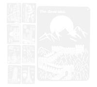 Cabilock Pochoirs de Peinture Réutilisables en PET Solide Lot de 9 Feuilles A4 Motifs Bâtiments Urbains Gabarits Précis pour Décoration Murale Scrapbooking et Loisirs Créatifs