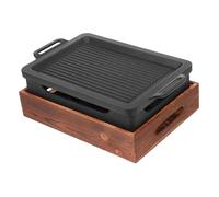 Cabilock Poêle à Griller Rectangulaire Aluminium avec Base Plaque Teppanyaki Antiadhésive pour Barbecue Maison Plateau Barbecue Multifonction