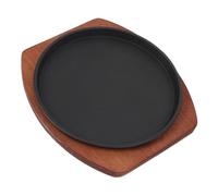 Cabilock Poêle à Steak Fonte Ronde avec Base Plaque de Cuisson Résistante Haute Température Plateau de Service pour Barbecue et Cuisine Familiale