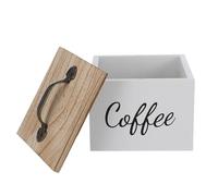 Cabilock Porte-capsules de café - Boîte de rangement en bois pour capsules de café, sachets de sucre, conteneur organisateur pour petites cuisines et bureaux, blanc