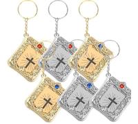 Cabilock Porte-clés Bible Miniature 6 Pièces Doré Et Argenté Pour Femmes, Pendentif Creux Religieux, Présent Baptême, Ornement Paquet Sacré, Utilisation Quotidienne Et Cérémonie