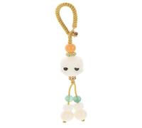 Cabilock Porte-clés Bodhi Naturel en Racine de Jade Blanc, Dragonne pour Téléphone en Perles Naturelles, Pendentif Téléphonique Léger et Solide, Accessoire Décoratif pour Clés et