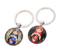 Cabilock Porte-Clés Poupées Matriochka Russe, 2 Pièces, Pendentifs Compacts en Alliage et Verre, Décorations Suspendues pour Paquet et Clés