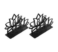 Cabilock Porte-Serviettes Vintage en Métal Lotus 2 Pcs, Support Vertical Noir en Fer pour Serviettes De Table, Distributeur De Mouchoirs Cuisine Bureau Salon, Base Stable Et Design Floral Décoratif