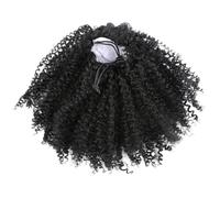 Cabilock Postiche Queue de Cheval Courte Bouclée Noire 1 Postiche à Dentelle Frontale Synthétique Extensions de Cheveux Naturelles pour Fête Cosplay et Usage Quotidien