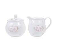 Cabilock Pot à Lait en Céramique Blanche et Sucrier avec Couvercle, Ensemble 2 Pièces à Motif en Relief, Outil Café Polyvalent pour Conservation du Lait et Service Sucre, la Cuisine