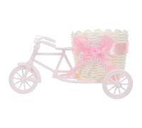 Cabilock Pot de Fleurs Tricycle Décoratif Vintage en Imitation Rotin Tressé, Petit Modèle 20x10x10 Cm, Jardinière Rose pour Décoration de Table Mariage et Bureau, Accessoire Rustique