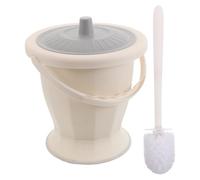 Cabilock Pot Urinoir Portable en Plastique Blanc avec Couvercle et Brosse de Nettoyage, Étanche et Antidébordement, Dimensions 23,5x23,5x23,5cm, pour Chambre et Adultes